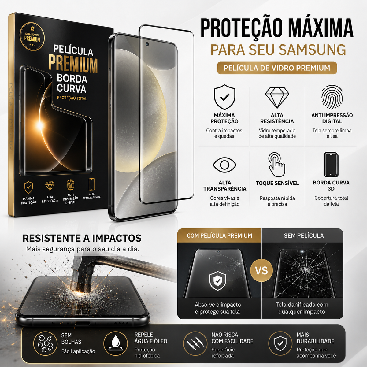 Mica Samsung Premium de Vidrio con Bordes Curvos