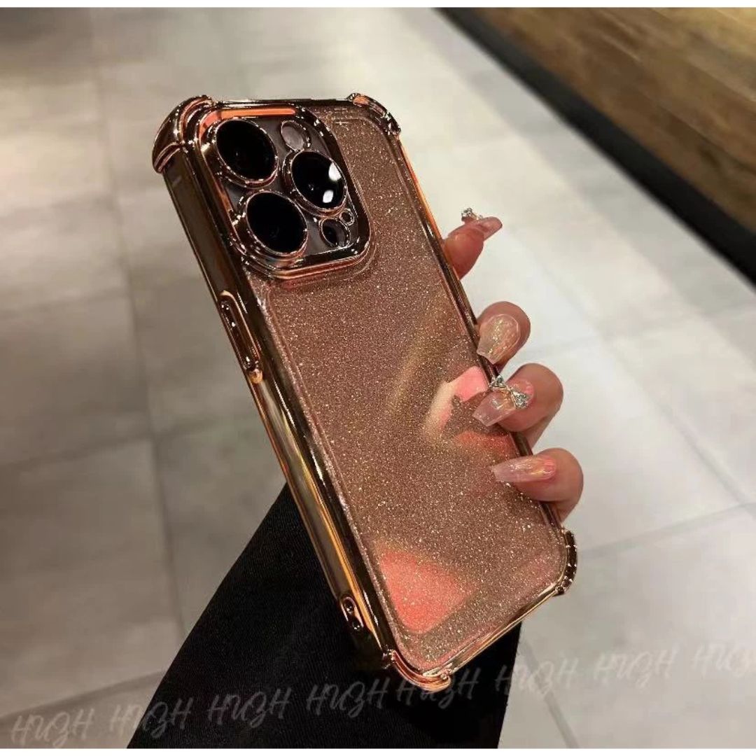 Funda iPhone con Brillos y Protección de Cámara y Esquinas