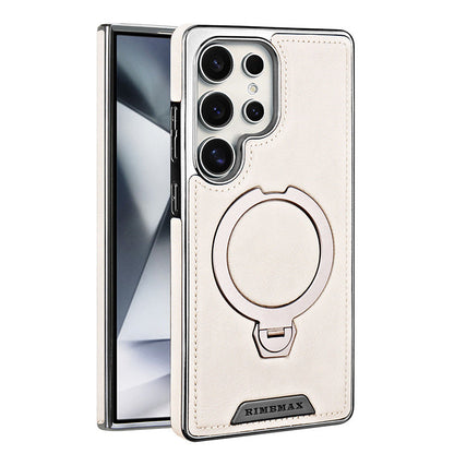 Funda premium elegante con textura de piel y soporte magnético 360° para Samsung