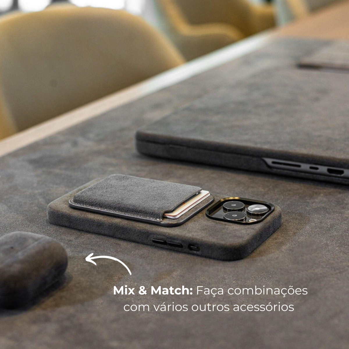 Funda iPhone Alcantara - Gris Espacial