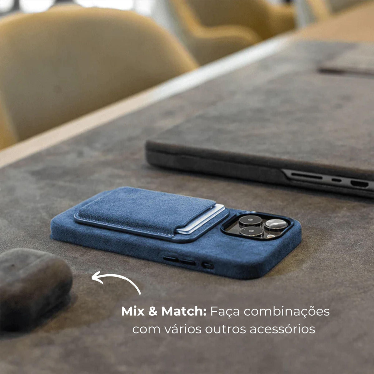 Funda iPhone Alcantara - Azul Océano