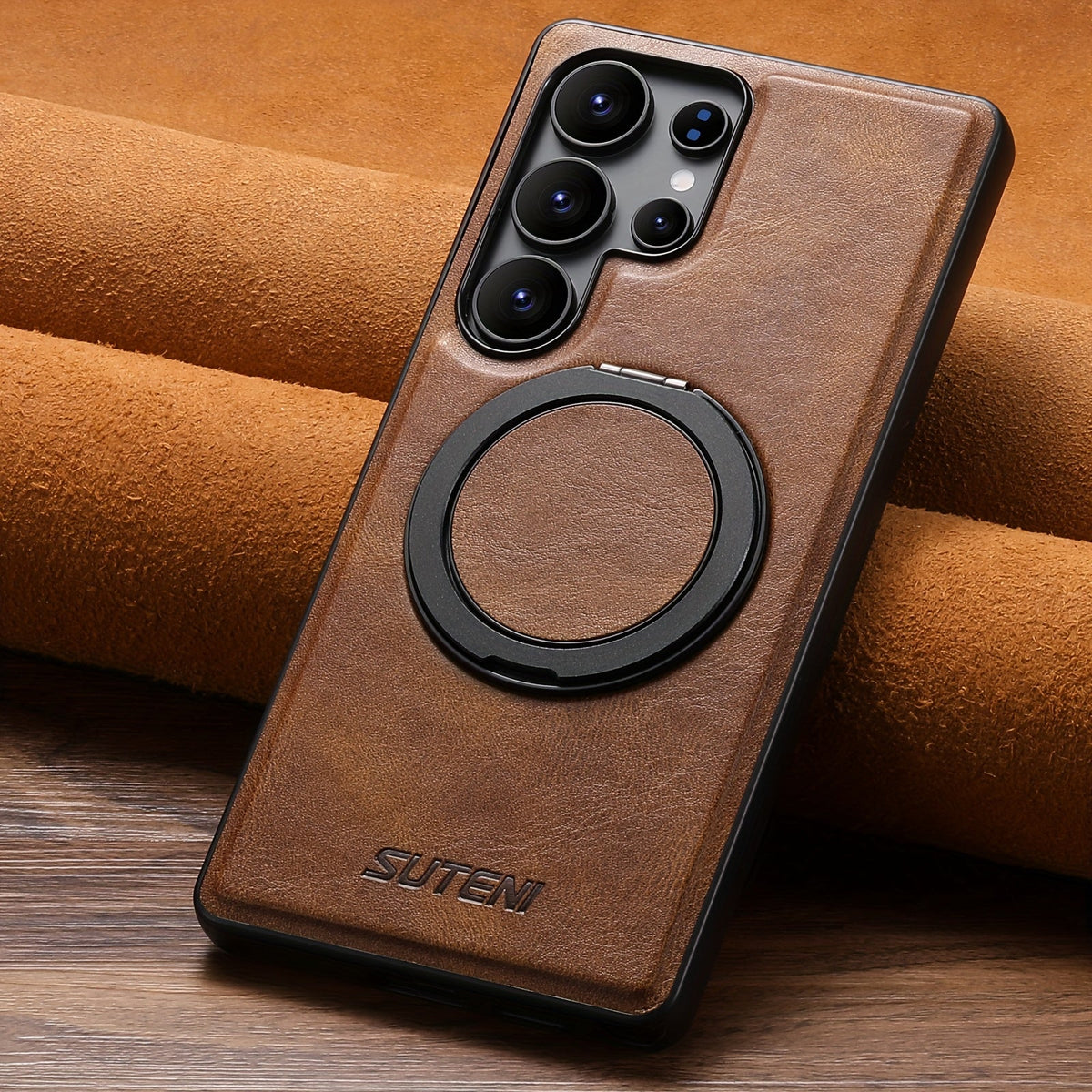 Funda premium para Galaxy: anillo giratorio 360°, magnética, piel sintética