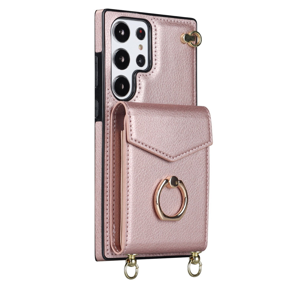 Funda cartera Samsung con correa cruzada y tarjetero, anillo soporte ajustable