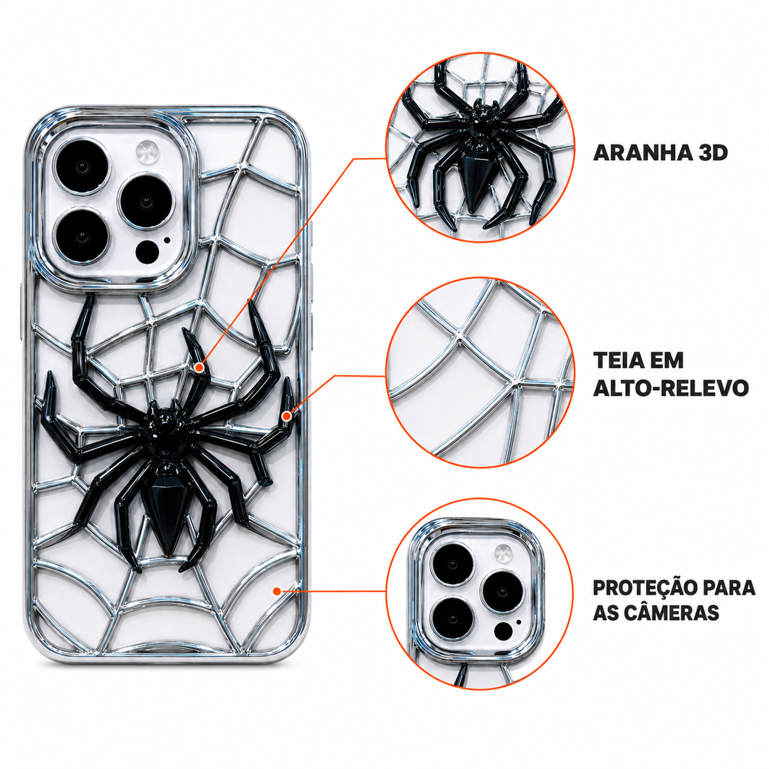 Funda iPhone Araña Cromada 3D