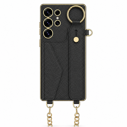 Funda Samsung Cartera de Piel con Tarjetero y Correa de Mano