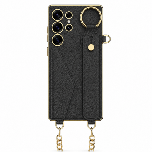 Funda Samsung Cartera de Piel con Tarjetero y Correa de Mano