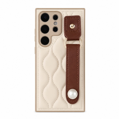 Funda Samsung Ondas Retro de Lujo con Correa de Perlas