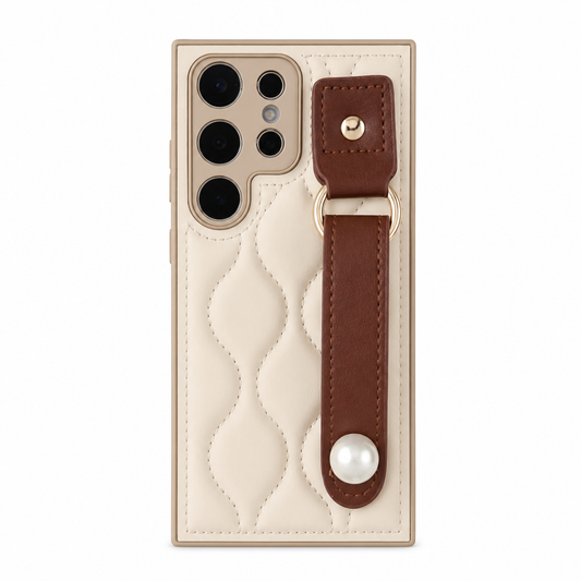 Funda Samsung Ondas Retro de Lujo con Correa de Perlas