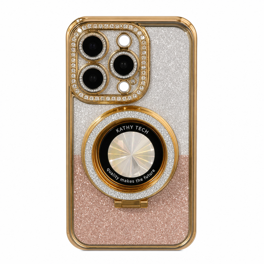 Funda iPhone Diamante con Brillos Dorada