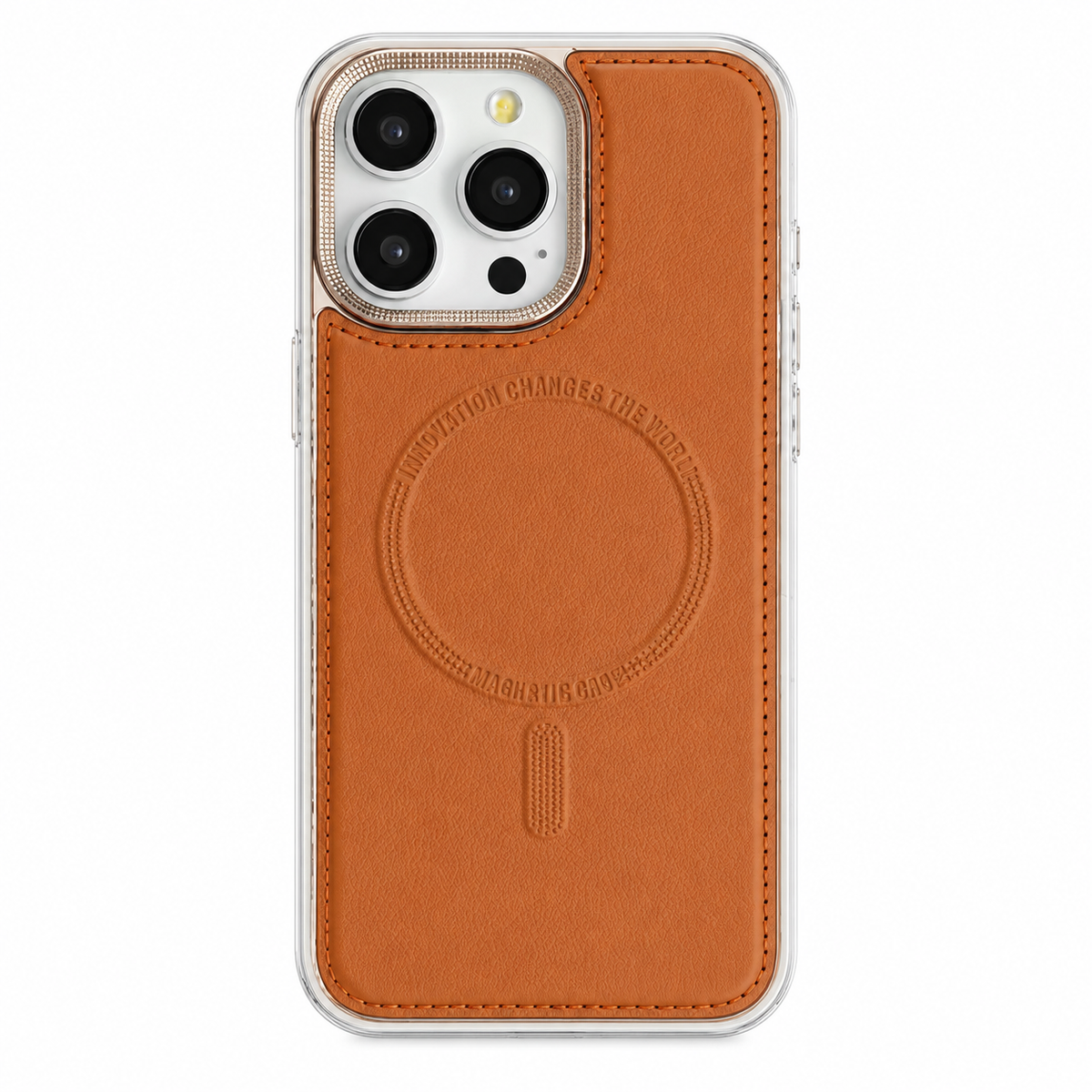 Funda iPhone de Piel Magnética con Marco de Metal