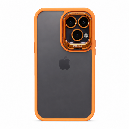 Funda iPhone Transparente con Protector de Cámara y Soporte Metálico