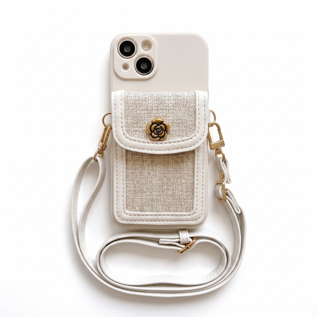 Funda iPhone Jardín Camelia con Bolsita y Correa Cruzada
