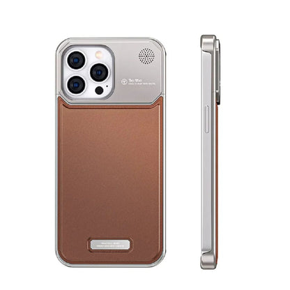 Funda iPhone de Aluminio y Piel - Delgada y Ligera