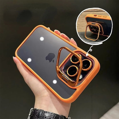 Funda iPhone Transparente con Protector de Cámara y Soporte Metálico