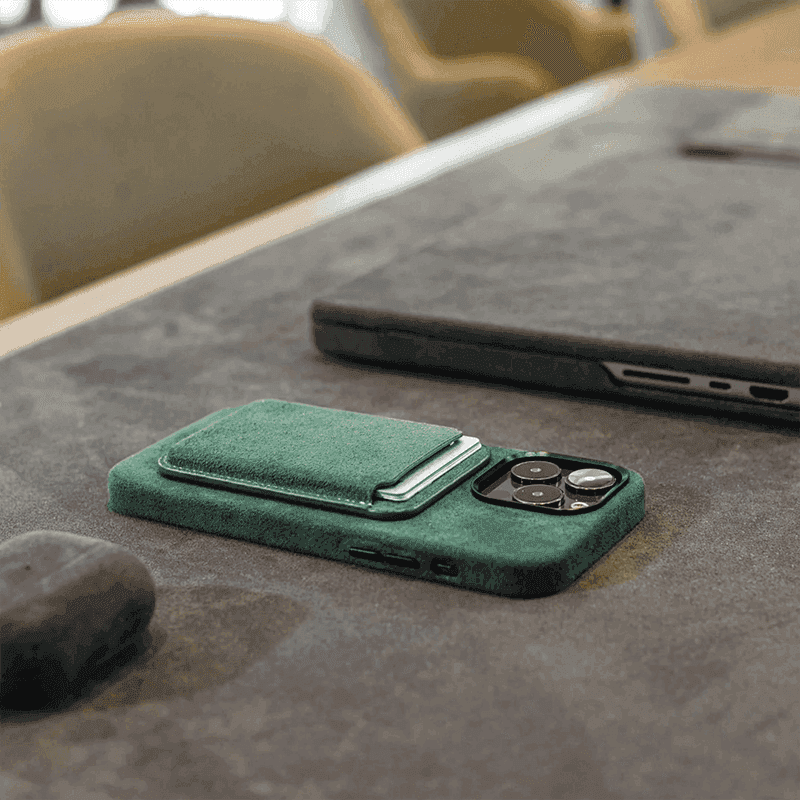 Cartera MagSafe Alcantara - Verde Medianoche