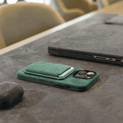 Cartera MagSafe Alcantara - Verde Medianoche