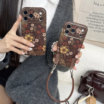 Funda de piel floral retro para iPhone