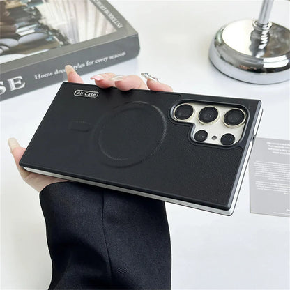 Funda magnética de piel lisa para Samsung MagSafe, carga inalámbrica y protección total