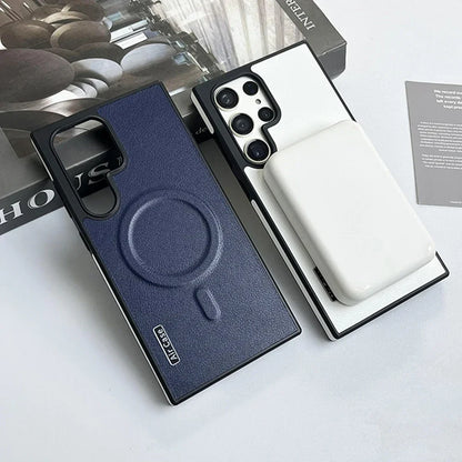 Funda magnética de piel lisa para Samsung MagSafe, carga inalámbrica y protección total