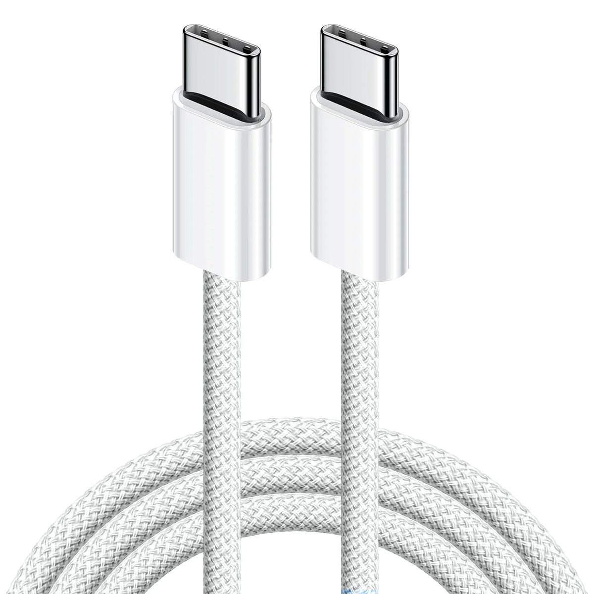 Cable trenzado USB-C a USB-C de 60W de carga rápida y sincronización de datos para iPhone, Samsung y Xiaomi