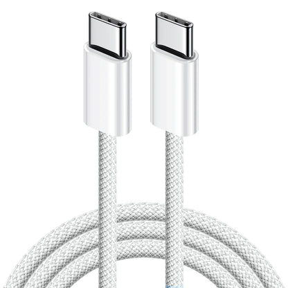 Cable trenzado USB-C a USB-C de 60W de carga rápida y sincronización de datos para iPhone, Samsung y Xiaomi