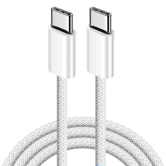 Cable trenzado USB-C a USB-C de 60W de carga rápida y sincronización de datos para iPhone, Samsung y Xiaomi