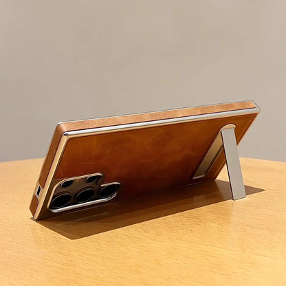 Funda de piel premium para Samsung Galaxy con soporte invisible y protección antigolpes total