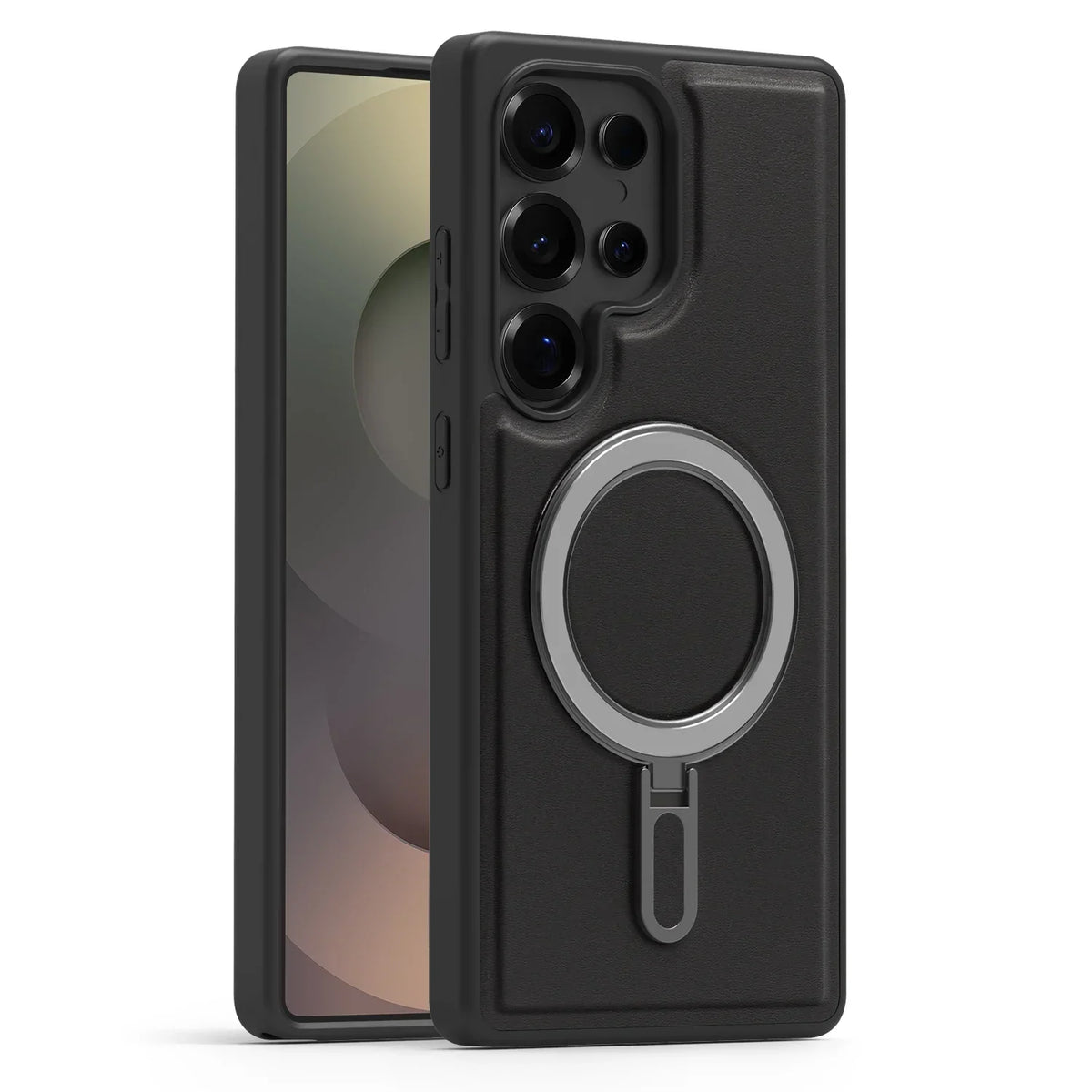 Funda magnética de piel para Galaxy S22-S25 Ultra/Plus con soporte y carga inalámbrica