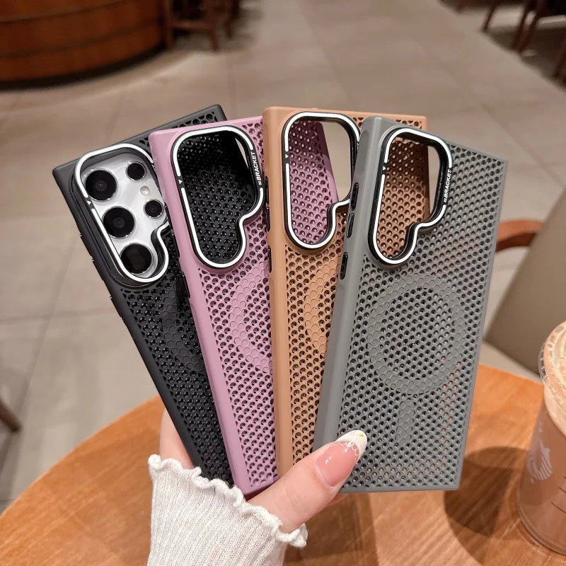 Funda magnética MagSafe con enfriamiento tipo panal para Samsung Galaxy S23 S24 S25 Ultra