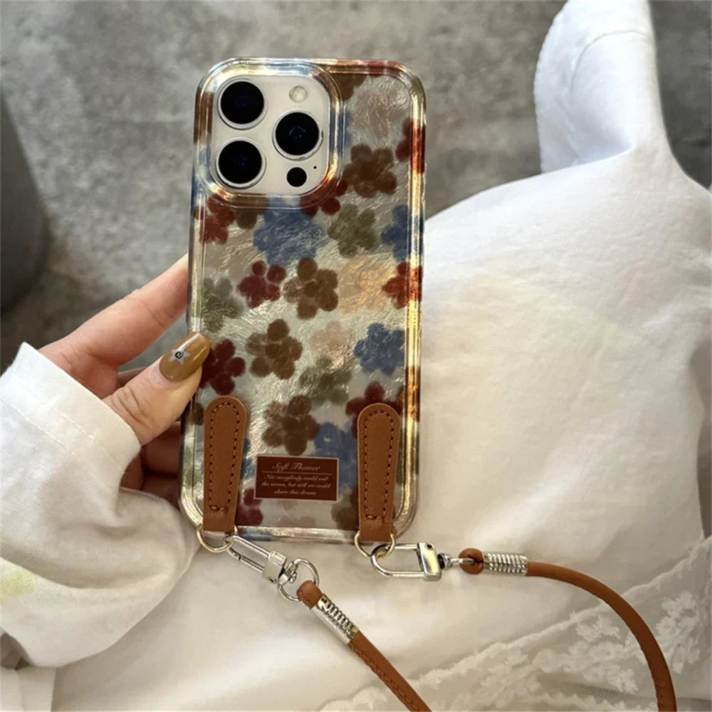 Funda iPhone Jardín Herbario con flores prensadas y correa