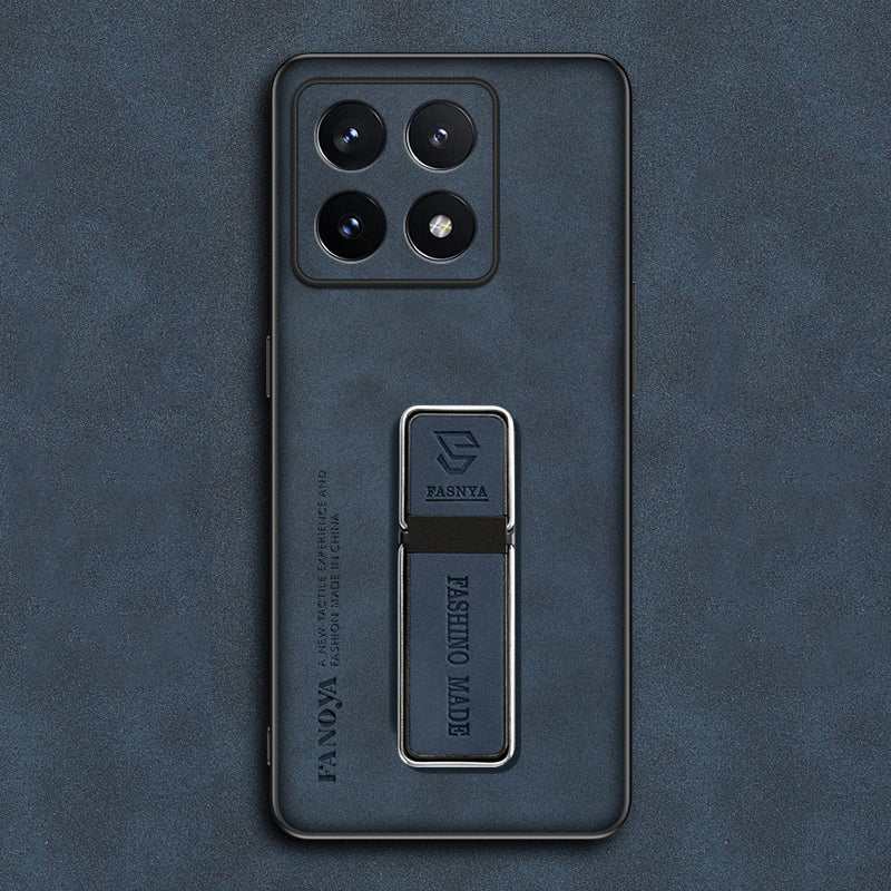 Funda Xiaomi de piel mate de lujo con soporte integrado y protección avanzada