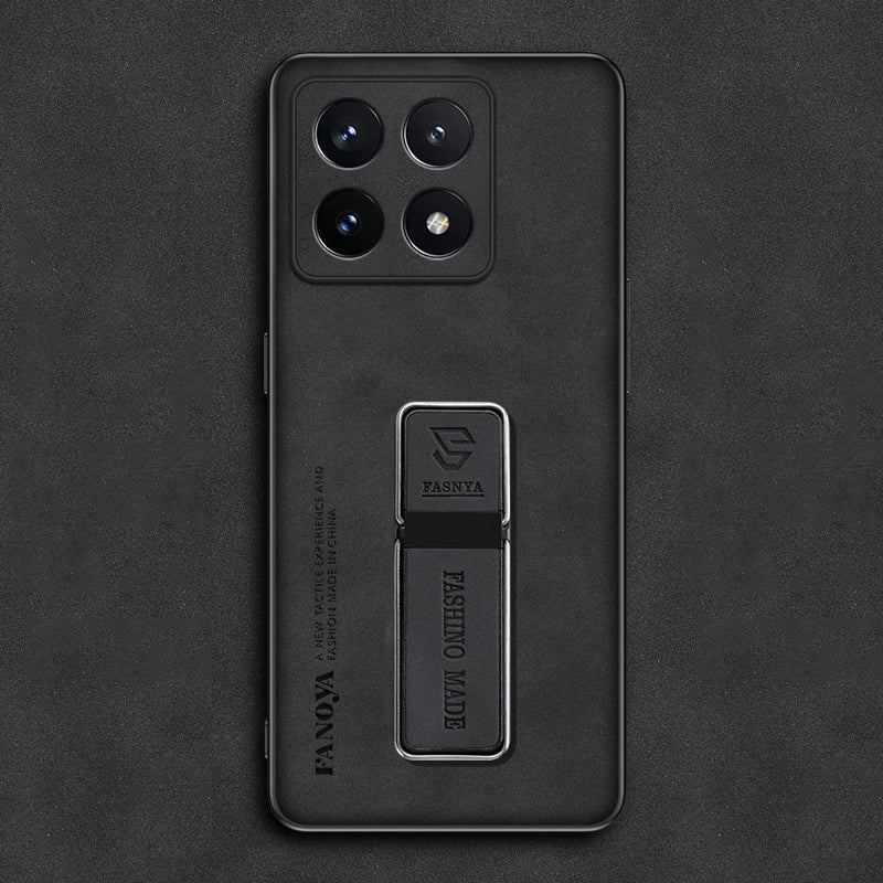 Funda Xiaomi de piel mate de lujo con soporte integrado y protección avanzada