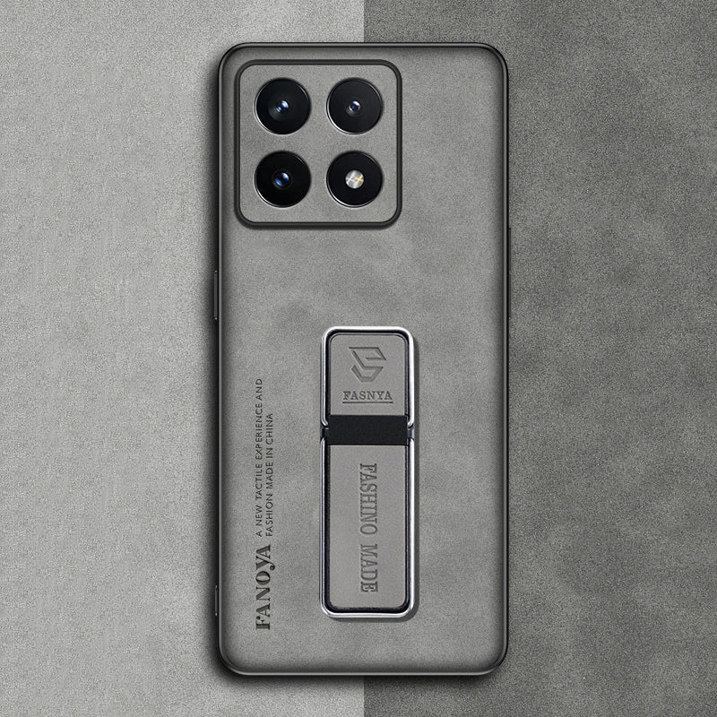 Funda Xiaomi de piel mate de lujo con soporte integrado y protección avanzada