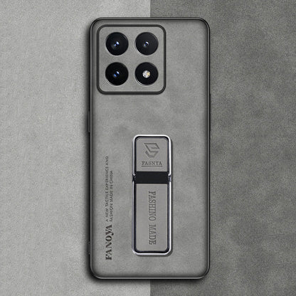 Funda Xiaomi de piel mate de lujo con soporte integrado y protección avanzada