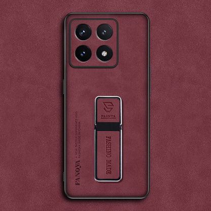 Funda Xiaomi de piel mate de lujo con soporte integrado y protección avanzada