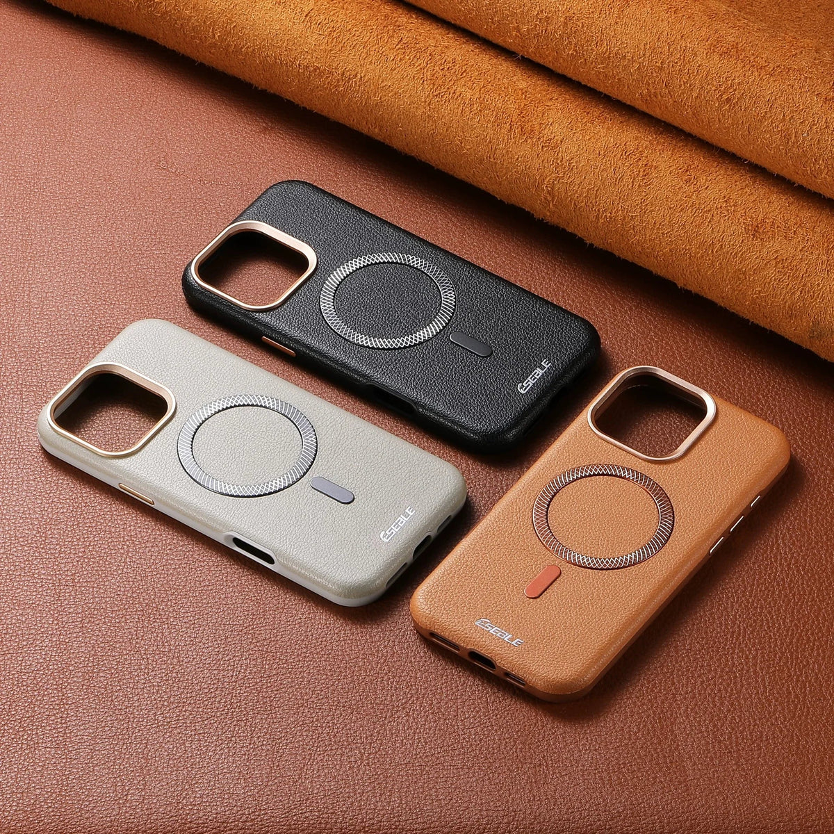 Funda iPhone MagSafe magnética de piel: carga inalámbrica, mate, antigolpes