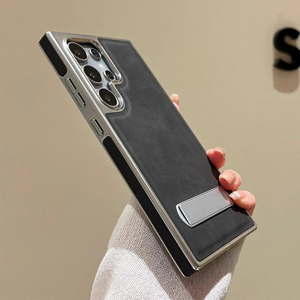 Funda de piel premium para Samsung Galaxy con soporte invisible y protección antigolpes total