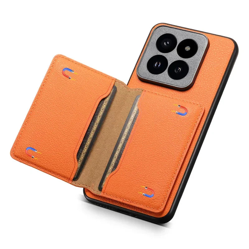 Funda cartera de piel de lujo para Xiaomi 15 / 14 Ultra con tarjetero magnético