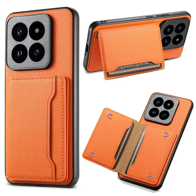 Funda cartera de piel de lujo para Xiaomi 15 / 14 Ultra con tarjetero magnético