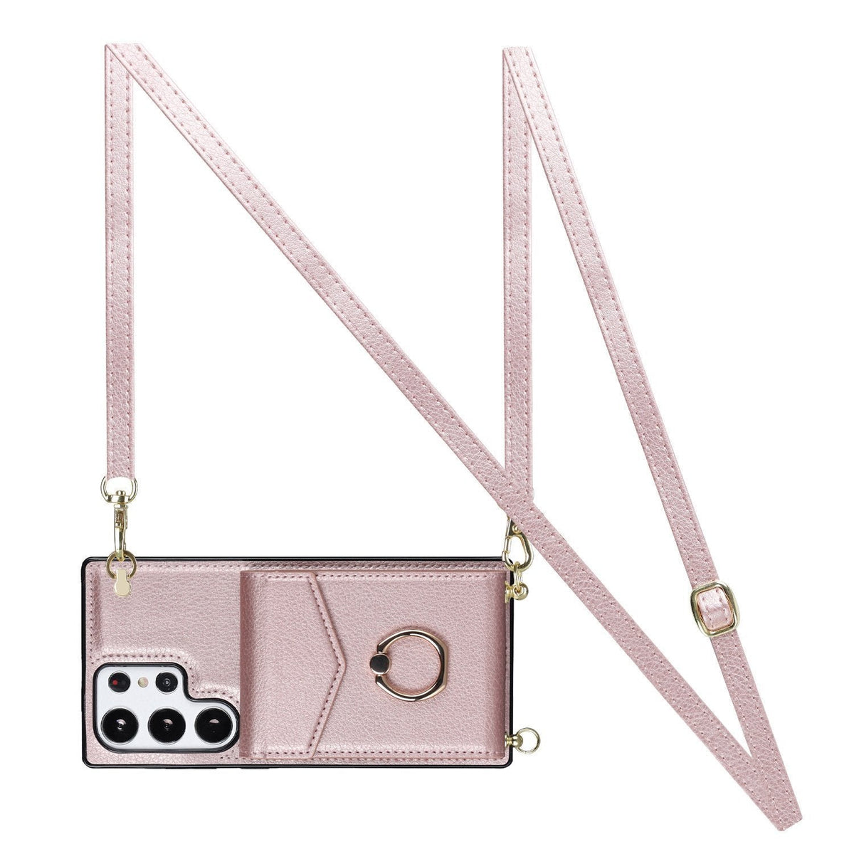 Funda cartera Samsung con correa cruzada y tarjetero, anillo soporte ajustable