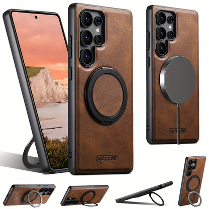 Funda premium para Galaxy: anillo giratorio 360°, magnética, piel sintética