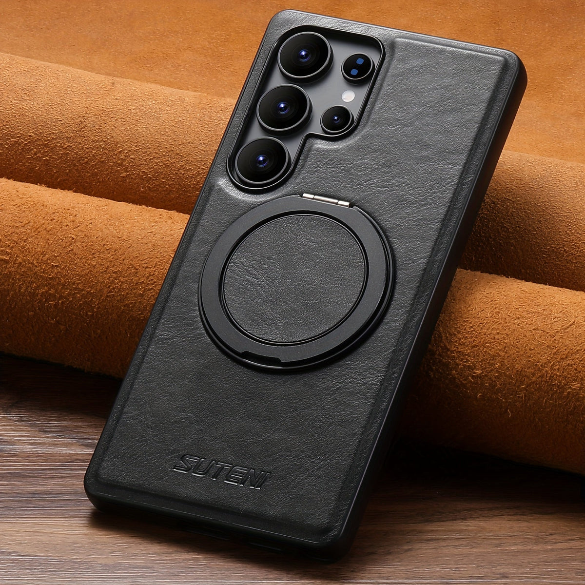 Funda premium para Galaxy: anillo giratorio 360°, magnética, piel sintética