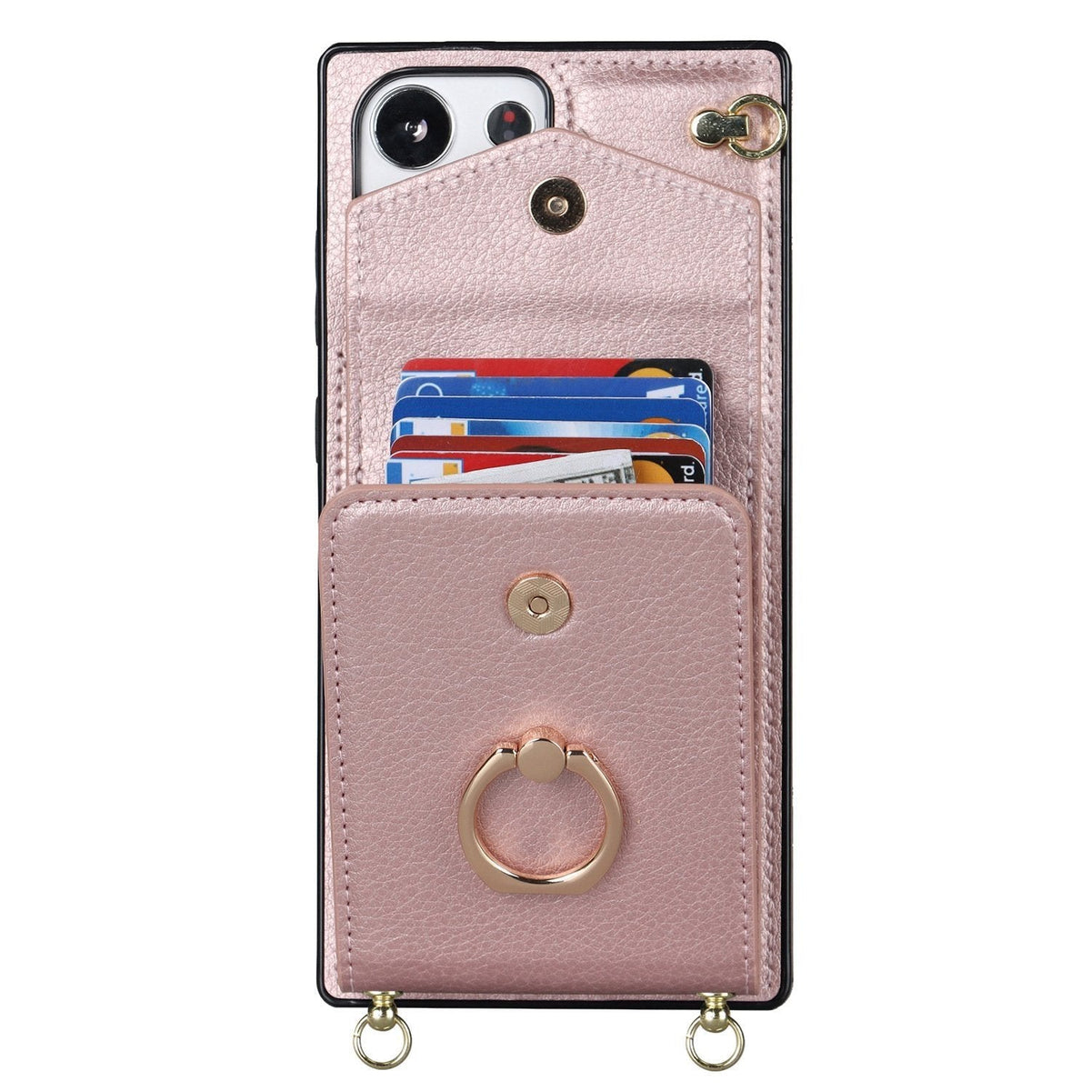 Funda cartera Samsung con correa cruzada y tarjetero, anillo soporte ajustable