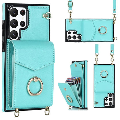 Funda cartera Samsung con correa cruzada y tarjetero, anillo soporte ajustable